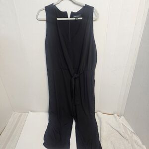 PLUS SIZE WOMENS BLACK KAREN KANE SLEEVELESS CROP JUMPSUIT SZ 2X V NECK